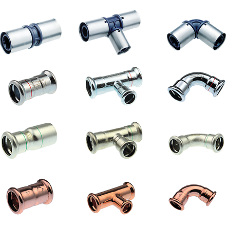 Übersicht verschiedene Logafix Pressfittings Buderus