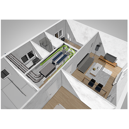 Kontrollierte Wohnungslüftung Logavent HRV156 K Einbausituation Altbau Buderus