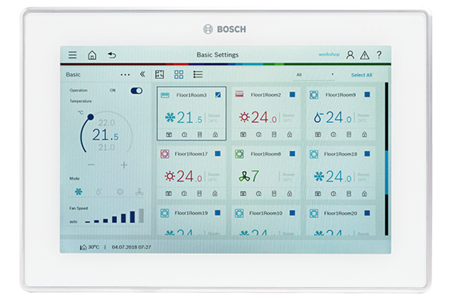Klimasysteme Zentralregelung mit Touch-Display ACC MT Buderus