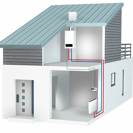 Gasheizung Logamax U154 Buderus Ansicht System-Verteilung im Haus